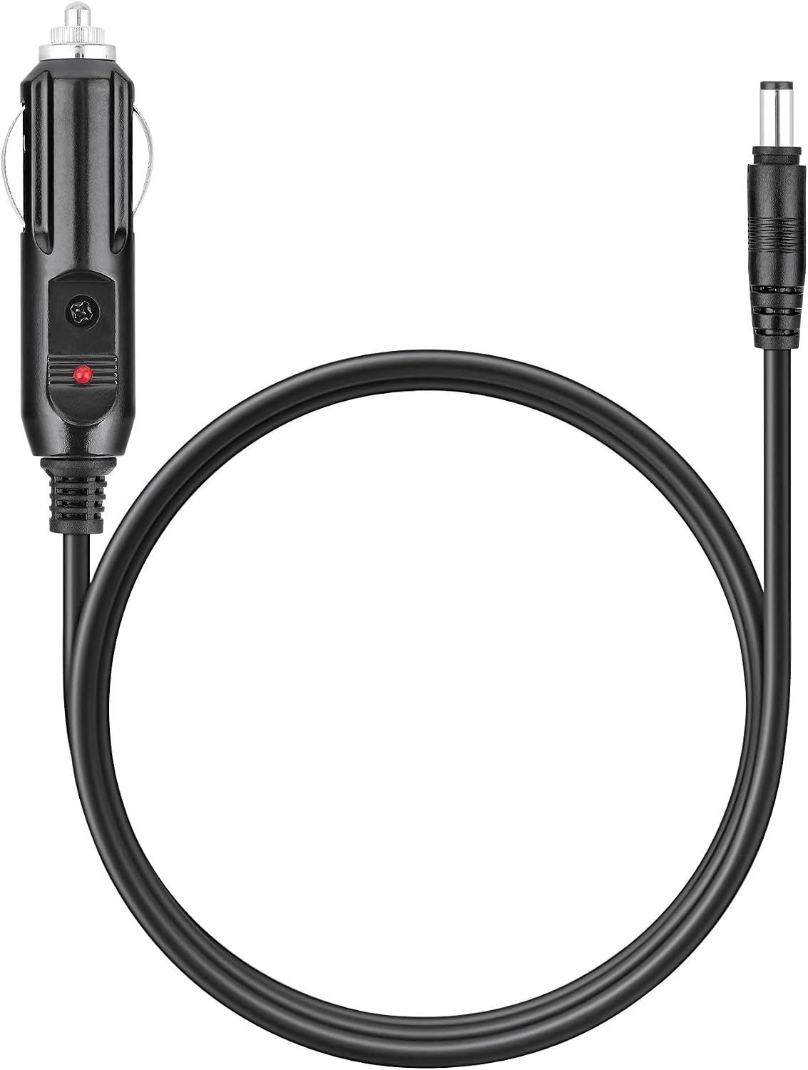 Example of a 12 V car accessory socket plug to DC barrel adapter cable